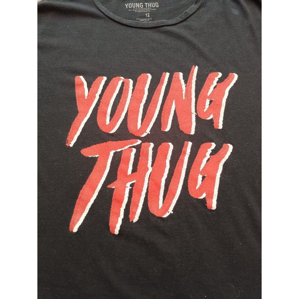 Young Thug Men's XL Black Graphic Print T-Shirt Logo Crew Neck Short Sleeve - Picture 2 of 6